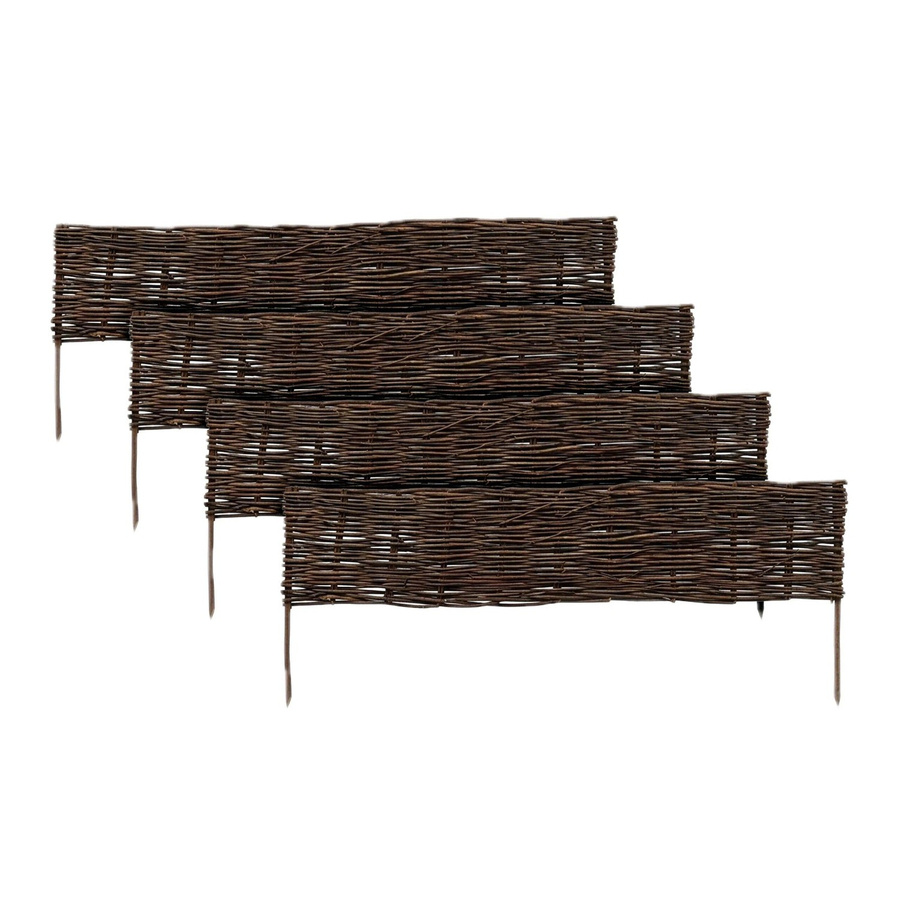 Relaxdays Beeteinfassung aus Weide in Braun, 4er Set, Steckbar für Garten, Blumenbeete und Wegeinfassungen, Höhe: 20 cm, Länge: 100 cm - Bild 2