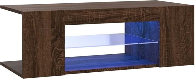 vidaXL TV-Schrank mit LED-Leuchten in Braun Eichen-Optik, B/T/H: 90 x 39 x 30 cm - Bild 1