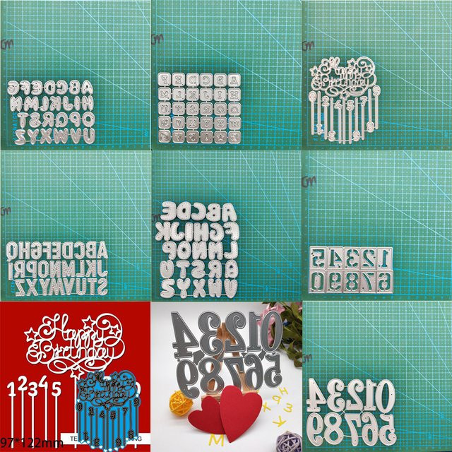 Metall-Stanzformen mit Zahlen und Buchstaben in Silber für DIY Scrapbooking und dekorative Prägungen - Bild 1