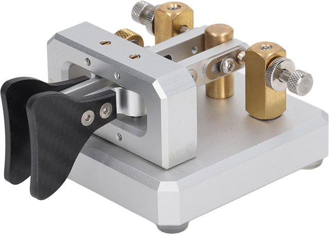 Automatischer Morse-Tapper mit Doppelpaddel für CW Kurzwellen Telegramm Training in Silber mit 3,5 mm Klinkenanschluss - Bild 1