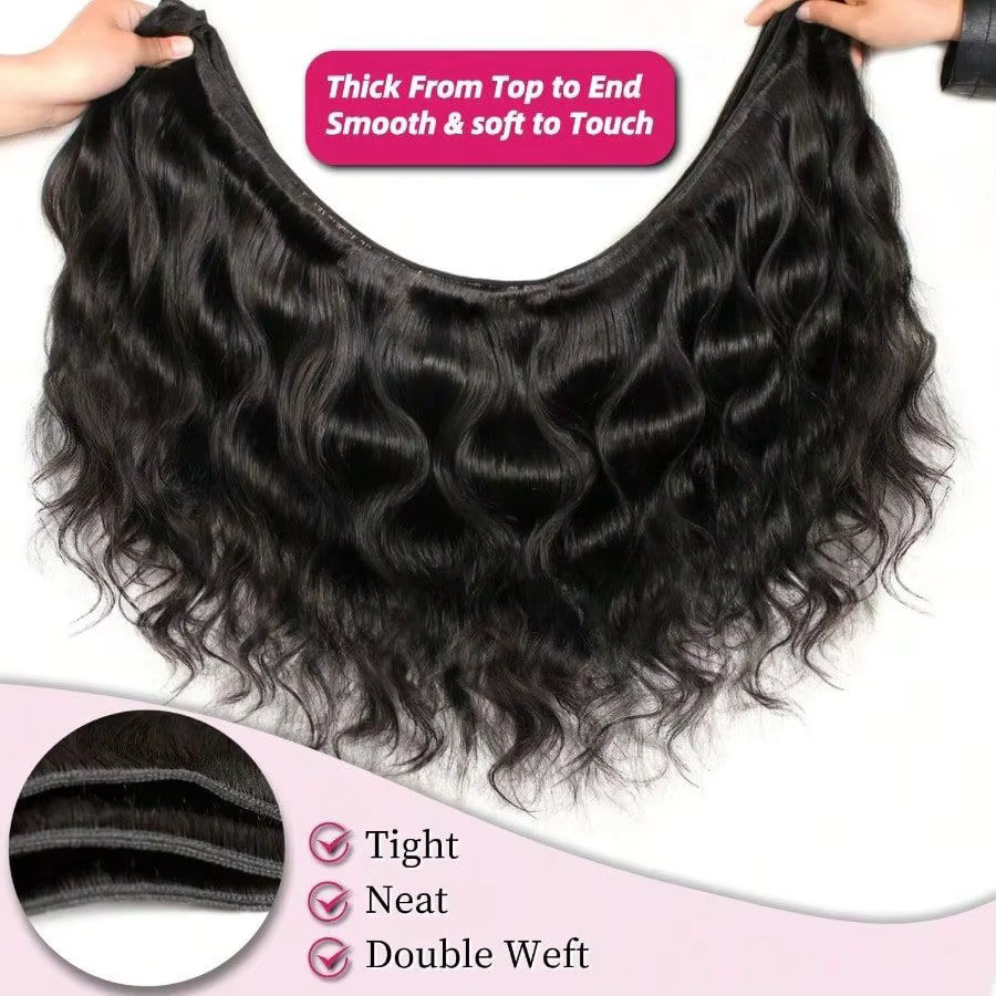 FIUMER Echthaar-Bündel Body Wave, Naturschwarz, Unisex - Bild 2