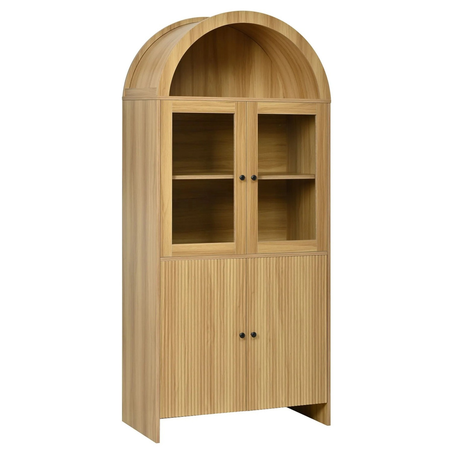 okwish Sideboard mit Glastüren im Wellenmuster in Natur, modern mit Stauraum für dein Wohnzimmer, B/T/H: 78 x 40 x 176 cm - Bild 2
