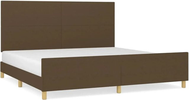 vidaXL Bettgestell mit Kopfteil aus Lärchenholz und Stoff in Dunkelbraun B/T/H: 200 x 200 x 128 cm - Bild 1