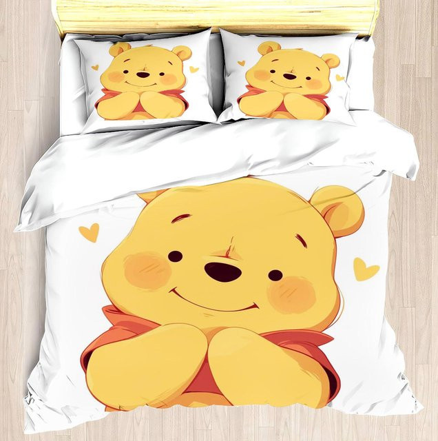 MINISO Bettwäsche-Set Winnie Puuh Co-branded, Gelb/Weiß, B/H: 135 x 200 cm - Bild 1
