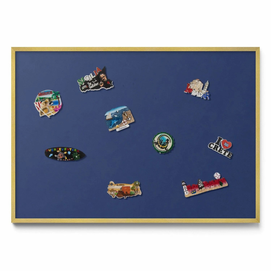 Tulup Magnettafel aus Metall für die Wand mit Motiv in Marineblau und Goldrahmen, Breite: 100 cm, Höhe: 70 cm - Bild 2
