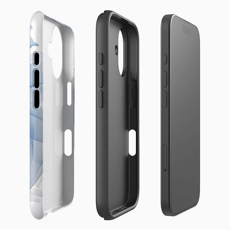 Handyhülle mit durchscheinender blauer Blüte für Apple iPhone 11 bis iPhone 17 Pro Max Plus mit doppelschichtiger Rückseite in Blau - Bild 2