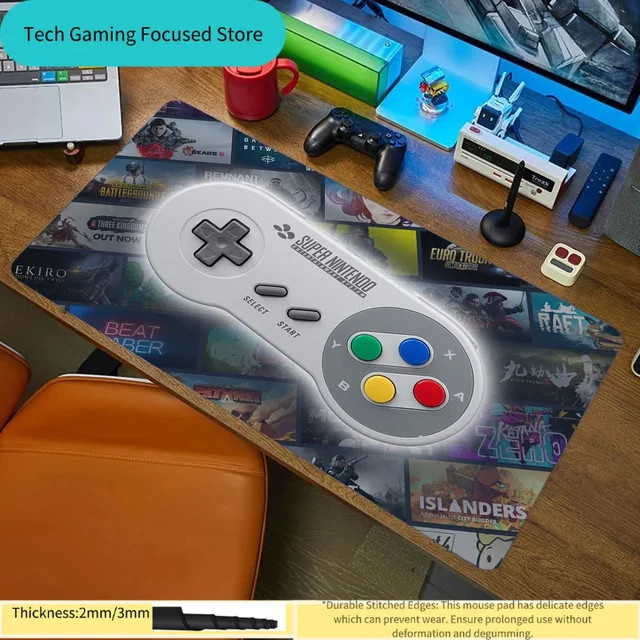 Potdemiel Retro-Gamer-Controller Mauspad Cartoon E-Sports Schreibtischunterlage aus Gummi für PC und Laptop - Bild 1