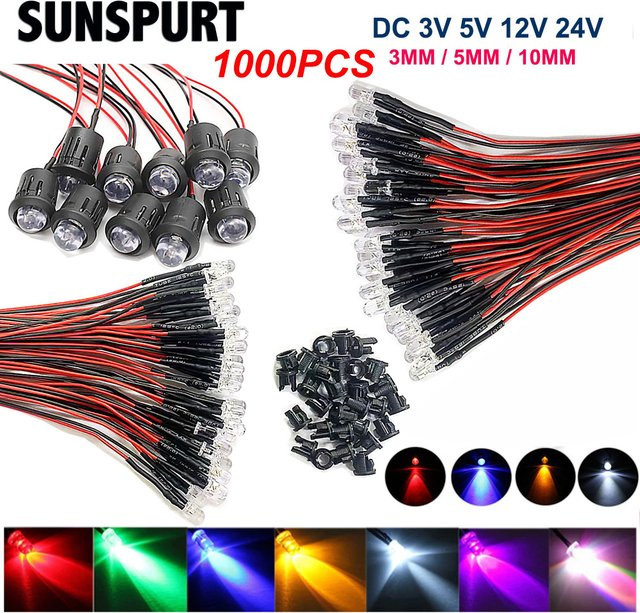 SUNSPURT RGB-UV-Leuchtdiode Set mit Kunststoffhalter, vorverdrahtet, wasserklar, Farben: Rot, Grün, Blau, Weiß - Bild 1