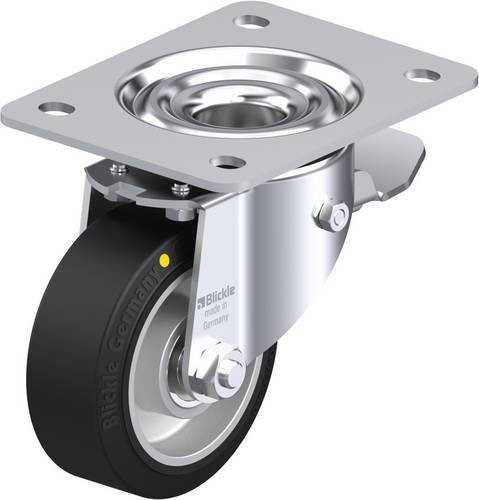 Blickle Lenkrolle LK-ALEV 100K-3-ST-EL mit Feststeller in Schwarz und Silber, Rad-Durchmesser: 100 mm, Tragfähigkeit: 200 kg - Bild 1