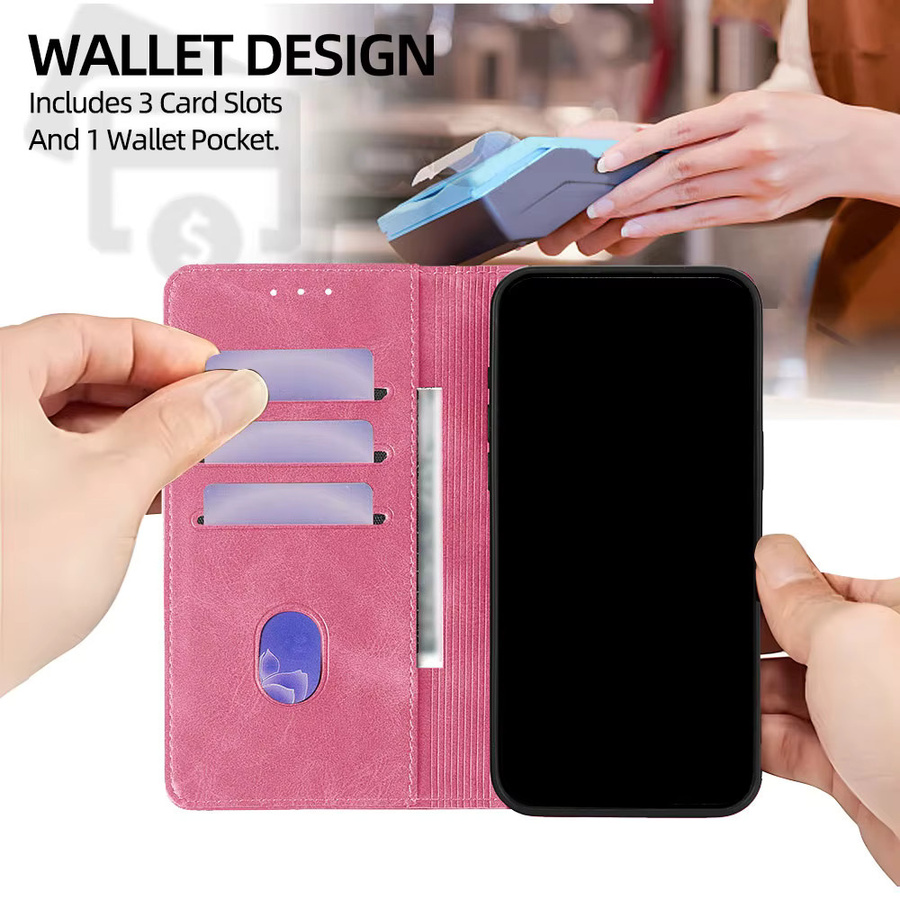 Magnetische Flip-Hülle mit Schmetterlings-Muster und Kartenfächern für Samsung Galaxy M55 M35 M54 M53 M51 M52 M33 M34 M22 C55 inklusive Holster in Pink - Bild 4