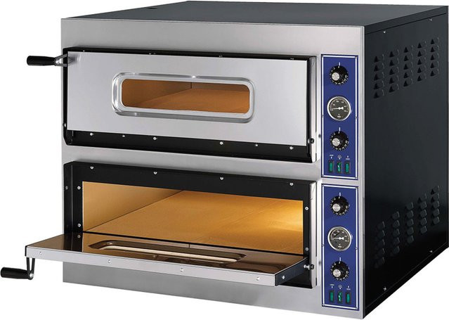 GGF Pizzaofen E-Start Line mit zwei Kammern für 12 Pizzen Ø 320 mm, 14,4 kW, schwarz/silber, B/T/H: 90 x 108 x 75 cm - Bild 1