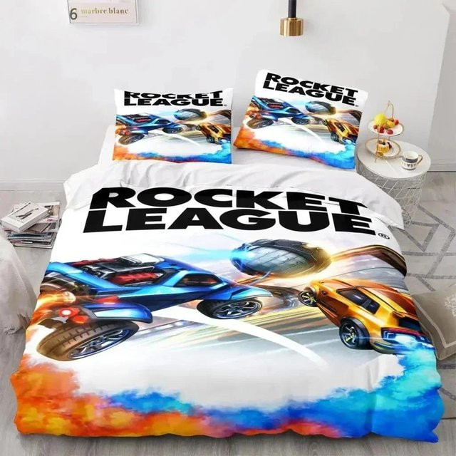 Rocket League Bettwäsche-Set mit Motiv für Kinder, bestehend aus Bettbezug und Kissenbezug, Mehrfarbig, B/H: 240 x 210 cm - Bild 1