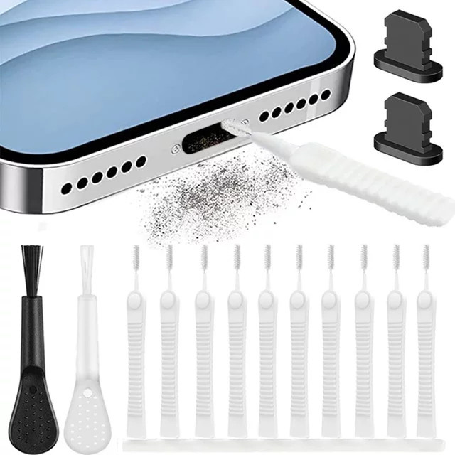 Reinigungsset für Handy-Ladeanschluss und Tastatur in Weiß zur Staubentfernung für iPhone 15 14 13 Pro Max und Computer - Bild 1