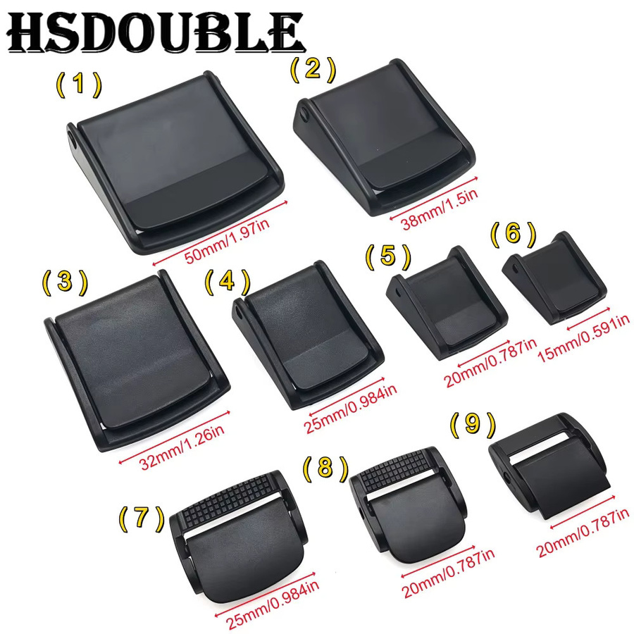 HSDOUBLE Verstellbare Klemmschnalle aus Kunststoff in Schwarz für Gurtband 15-50mm als Zubehör für Haustierwesten, Rucksäcke und Gepäckgurte - Bild 2