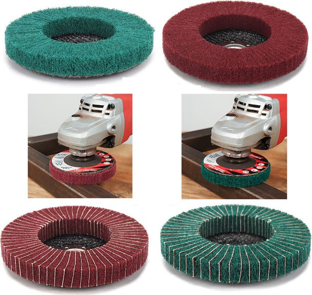 SIFANG Nylon-Faser-Klappscheibe Polierscheibe für Winkelschleifer, Körnung 120-320, Rot, Durchmesser: 125 mm - Bild 1