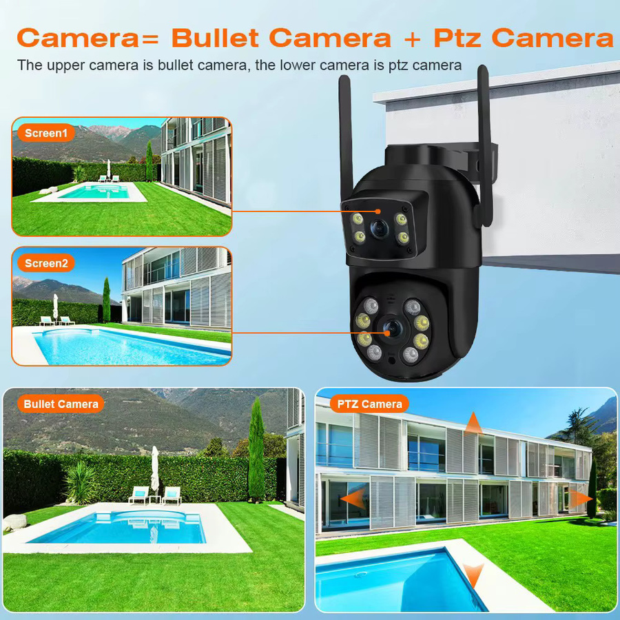 DDBROUGEN 8MP 4K PTZ Wifi Outdoor Sicherheitssicherheit IP Kamera mit Dual Objektiv, Dual Bildschirmen und AI Menschlicher Erkennung in Schwarz - Bild 6