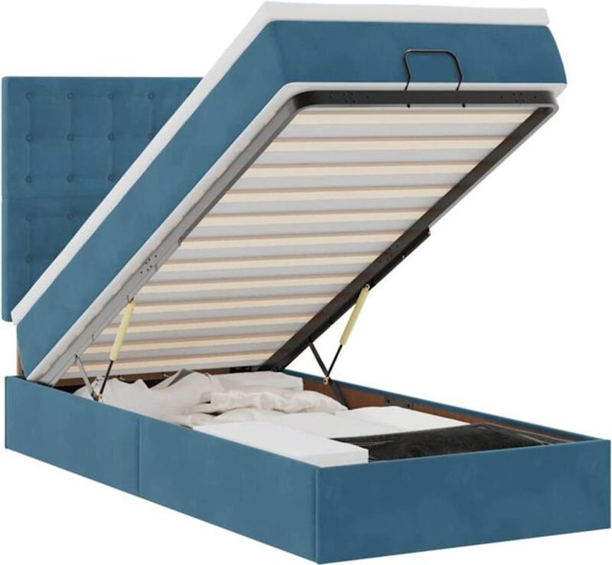 Vidaxl Ottoman Polsterbett mit Matratze aus Samt in Dunkelblau B/T/H: 90 x 190 x 128 cm - Bild 1