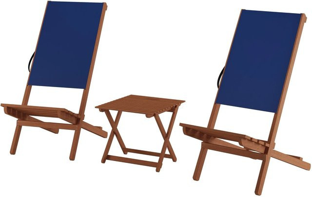Erst-Holz Wikingerstuhl-Set aus Buchenholz mit Tisch, Doppelpack, Farben Blau und Braun - Bild 1