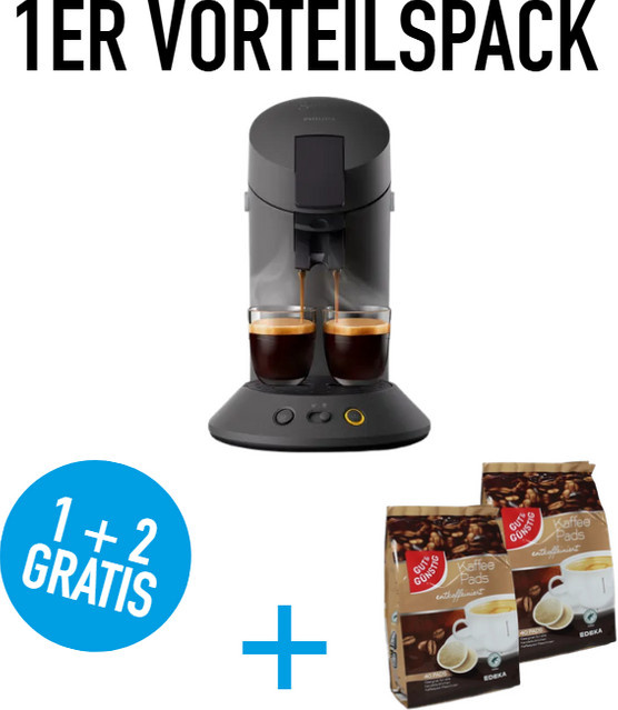 Philips SENSEO Original Plus Kaffeemaschine in Grau mit 40 entkoffeinierten Gut & günstig Kaffeepads - Bild 1