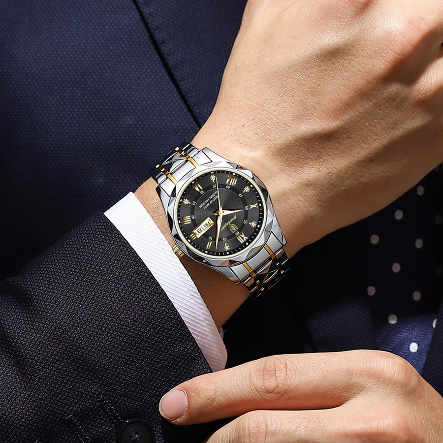 POEDAGAR Armbanduhr, Quarz, Edelstahl, Schwarz, Herren - Bild 5