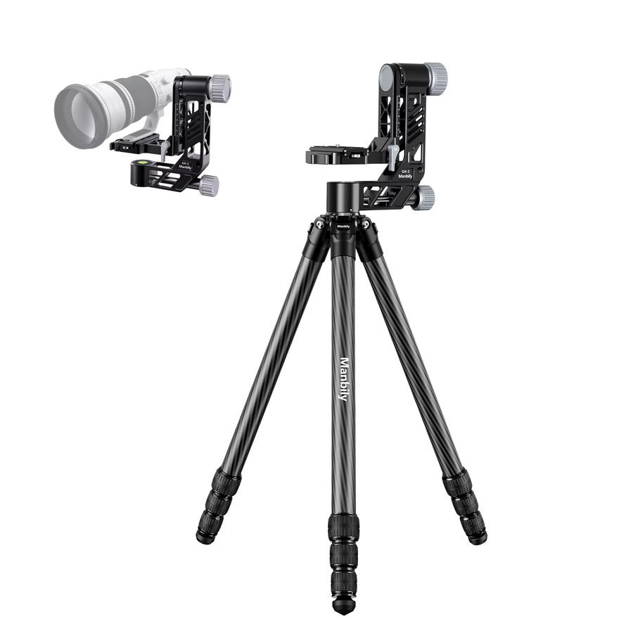 Manbily WZ-324+GH-3 Professionelles Kohlefaser-Stativ für Vogelbeobachtung und Outdoor-Fotografie, Schwarz, Höhe: 170 cm, Maximale Belastbarkeit: 25 kg - Bild 2
