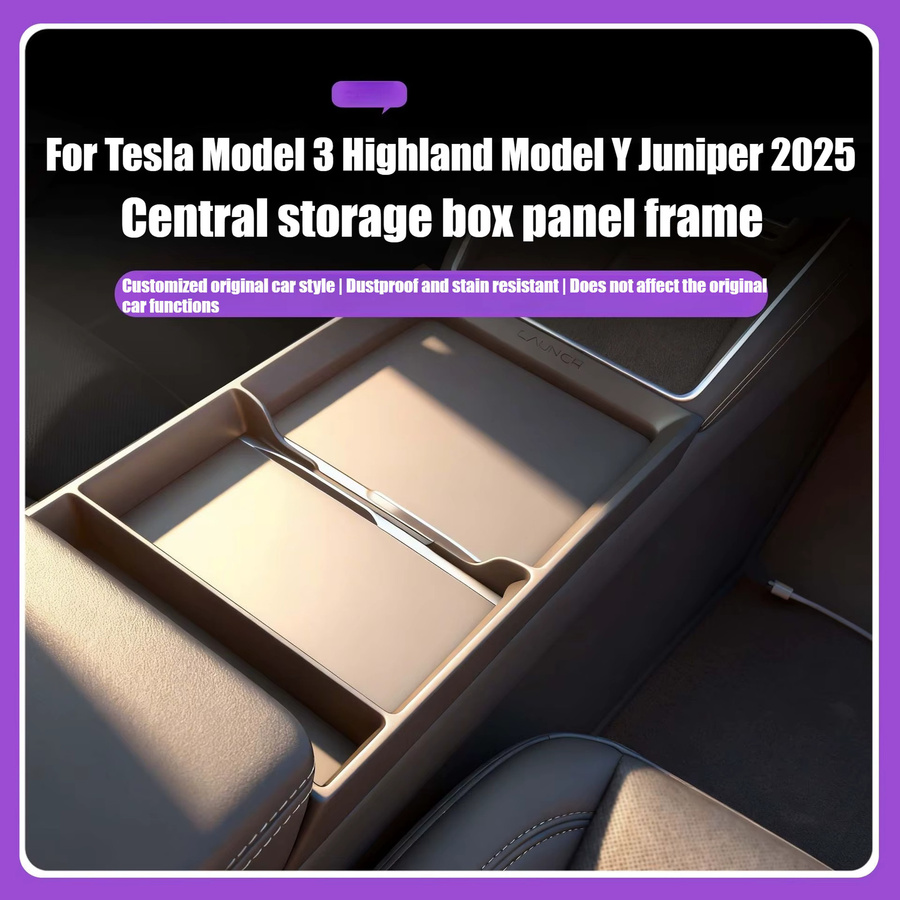 YouGallop Mittelkonsole Aufbewahrungsbox und Panelrahmen mit Brillenetui für Tesla Model Y Juniper und Model 3 Highland, Schwarz - Bild 5