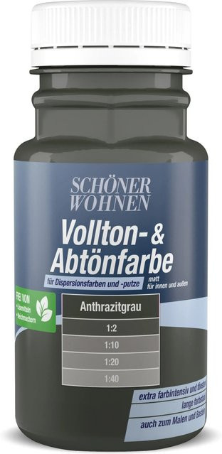 Schöner Wohnen Abtönfarbe Anthrazitgrau Matt, Wasserbasierte Dispersionsfarbe für Gipskarton, 0,125 l - Bild 1