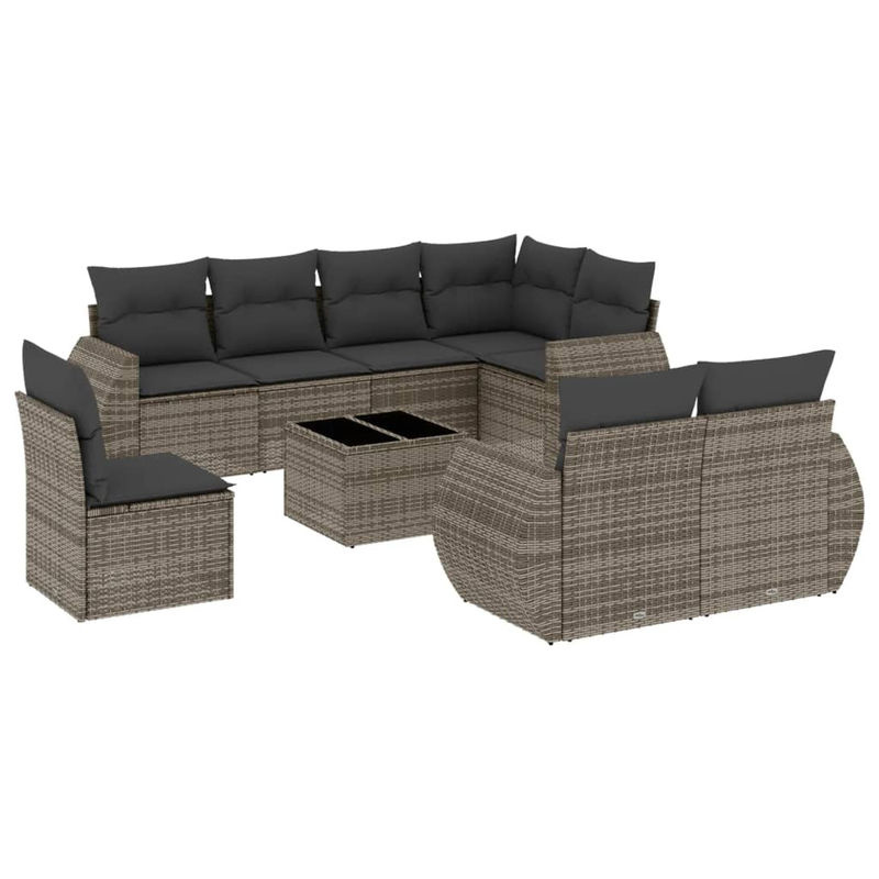 Vidaxl Gartenmöbel-Set aus Polyrattan mit Kissen, 9-teilig, Grau - Bild 3