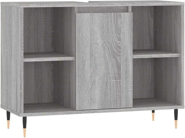 vidaXL Badschrank in Grau Sonoma im industriellen Stil aus Holzwerkstoff und Eisen, B/T/H: 80 x 33 x 60 cm - Bild 1