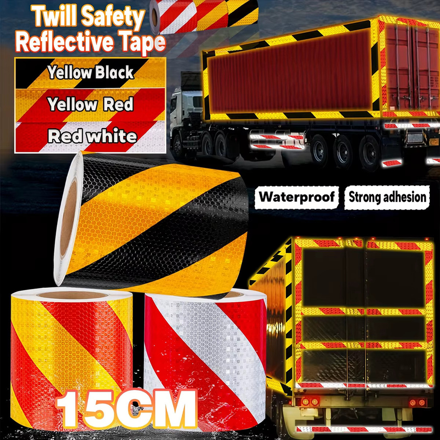 Reflektierendes Twill-Klebeband als selbstklebender Sicherheitswarnaufsticker in Rot und Gelb - Bild 4
