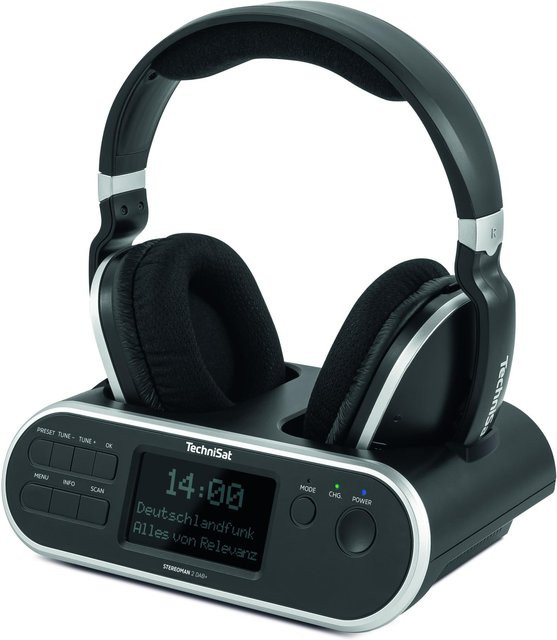 TechniSat STEREOMAN 2 kabelloser DAB+ Over-Ear Kopfhörer mit Bluetooth und Dockingstation in Schwarz - Bild 1