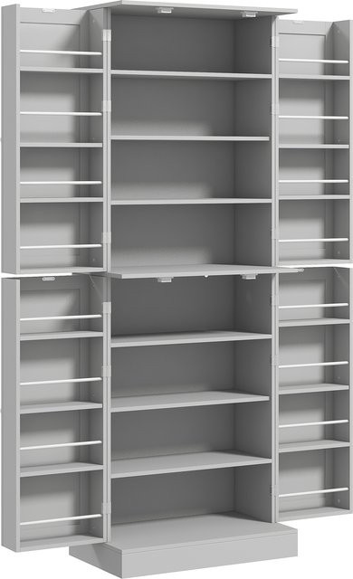 HOMCOM Küchenschrank Grau mit 4 Türen und verstellbaren Regalböden, moderner Vorratsschrank für Küche und Esszimmer, Höhe: 166,0 cm - Bild 1