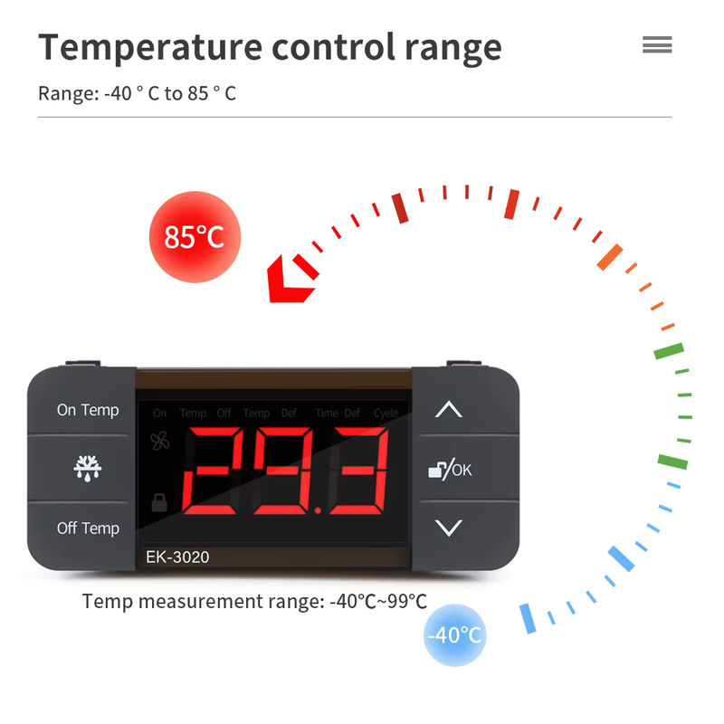 JUANJUAN Digitaler Temperaturregler EK-3020 Hygrometer Thermostat mit zwei Relaisausgängen und Sonde in Schwarz, 220 V - Bild 2