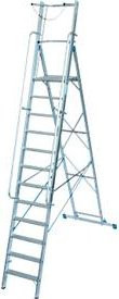 Krause Alu-Stufen-Stehleiter in Silber mit 12 Stufen, großer Standplattform, Sicherheitsbügel und Kette - Bild 1