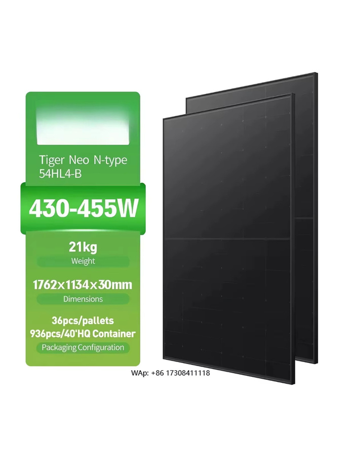 Bifacial Dual Glass Solarpanel PV Module in Schwarz mit 440W 450W 590W Optionen, Breite: 176,2 cm, Höhe: 113,4 cm - Bild 4