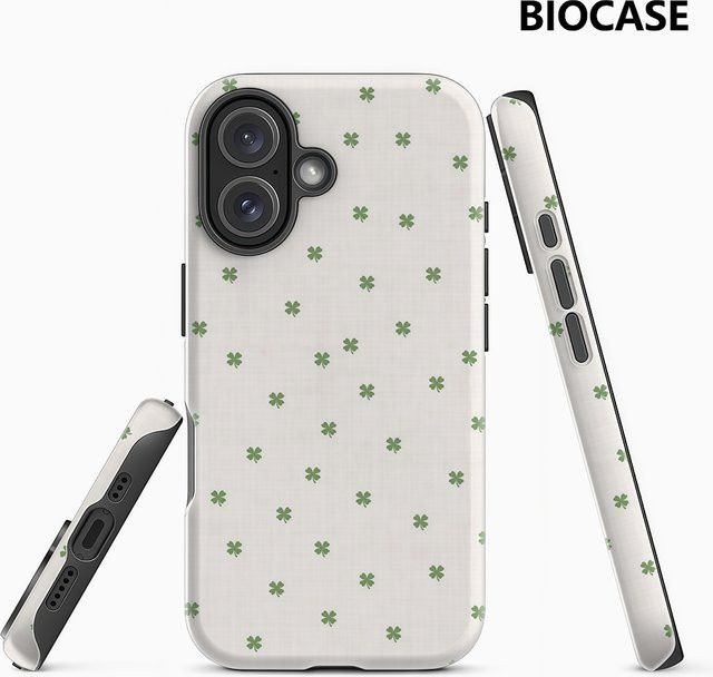 Handyhülle mit Kleeblattmuster für Apple iPhone 17 16 15 14 13 12 Pro Max Plus mit doppelschichtiger Rückseite - Bild 1