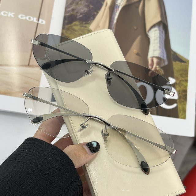 Sonnenbrille Cat Eye, randlos, grau, Metall, Damen - Bild 1