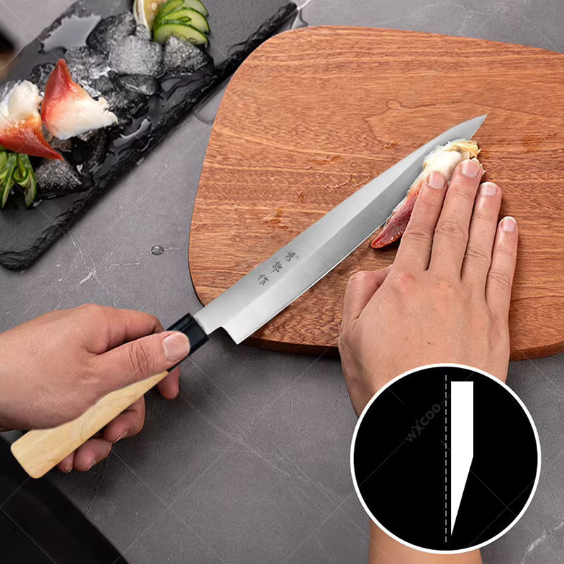 WXCOO Profi-Küchenmesser für Sashimi und Sushi aus Silber mit Holzgriff für Fisch und Rohfleisch - Bild 4