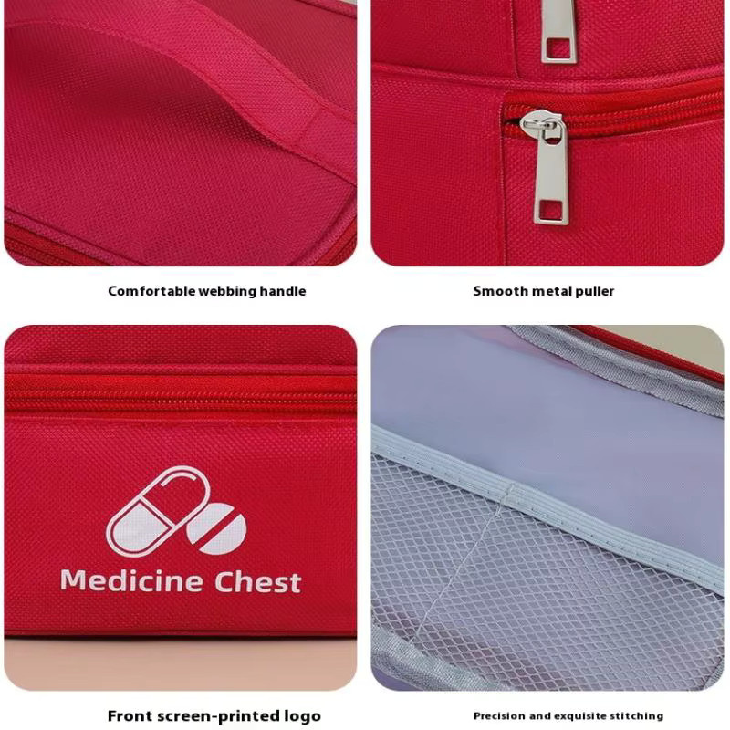 Erste-Hilfe-Tasche aus Oxford-Gewebe mit zwei Schichten zur Medikamenten-Sortierung in Grün und Rot für Zuhause und Reisen - Bild 3