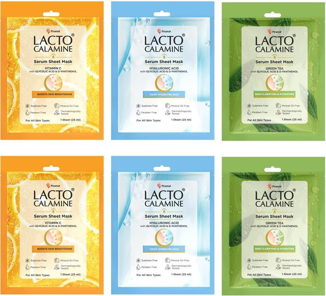 Lacto Calamine Gesichtsmasken-Set, Vitamin C, Hyaluronsäure, 6 x 25 ml - Bild 1