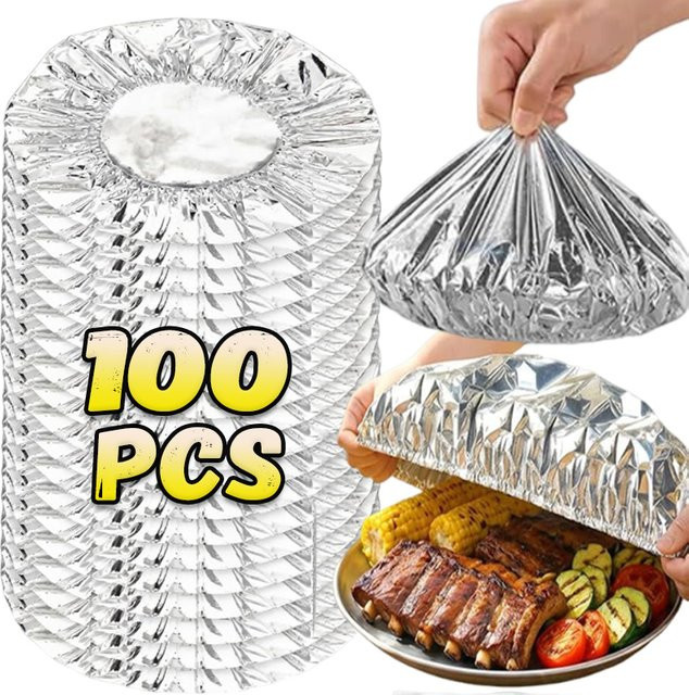Lebensmittelechte Einweg-Frischhaltefolie aus Aluminium in Silber für Obst und Gemüse - Bild 1