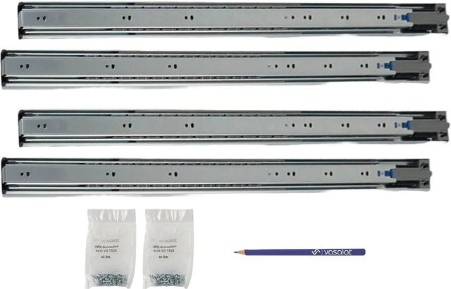 vasalat Kugelauszug Softclose Vollauszug mit Dämpfung, 2 Paar, Farbe: Silber - Bild 1