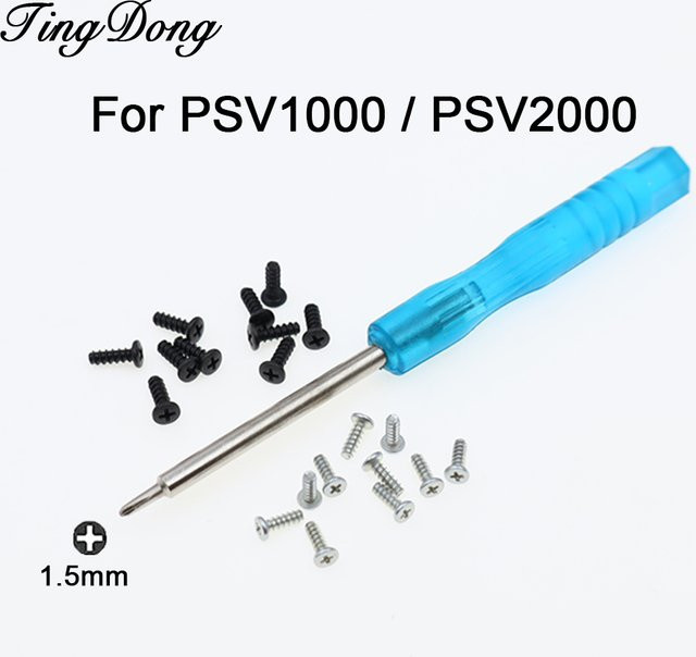 TingDong Schraubenset für PSV1000 und PSV2000 Spielekonsolen mit Gehäuseschalen und Motherboard-Schrauben in Schwarz und Silber inklusive Werkzeug - Bild 1