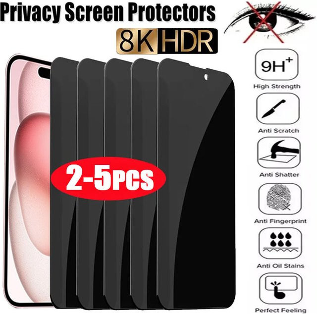 Sichtschutz-Displayschutzfolien aus gehärtetem Glas für Apple iPhone 11 Pro XS MAX XR 15 14 13 12 Mini 7 Plus Anti-Spy Set - Bild 1