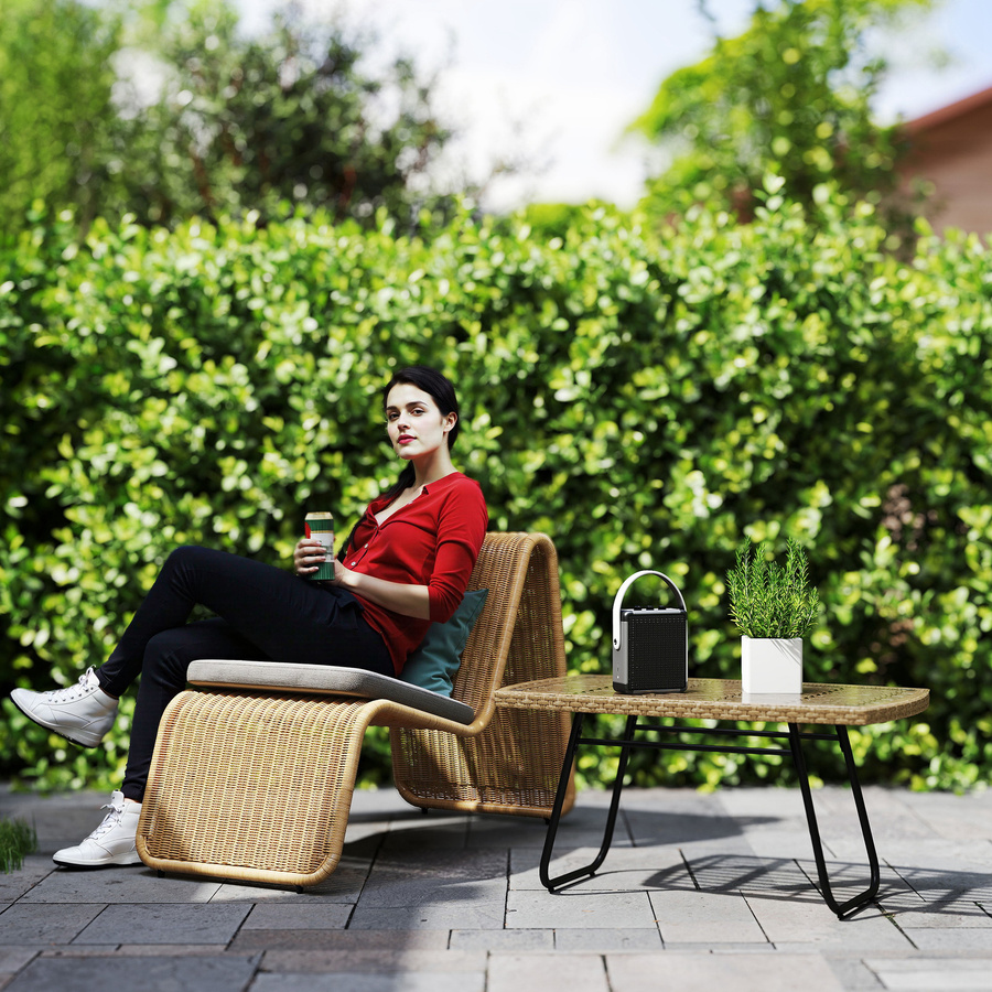 Outsunny Polyrattan Gartentisch mit Glasplatte in Braun, rechteckiger Beistelltisch für Garten, Terrasse und Balkon, UV-beständig, B/T/H: 90 x 50 x 45 cm - Bild 2