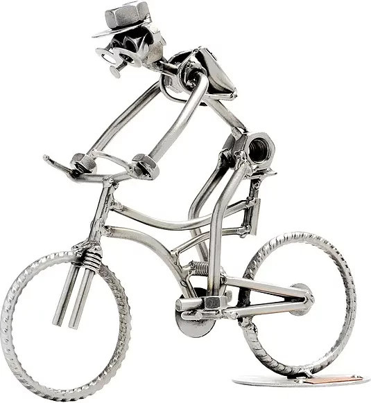 Hinz & Kunst Schraubenmännchen mit Mountainbike aus Metall in Silber - Bild 1