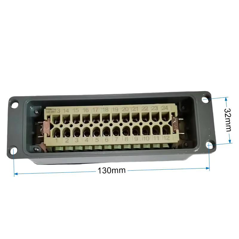 HDC-HE-024 Hochleistungsstecker 24-polig in Grau, wasserdichter Industrie-Stecker und -Buchse für die Luftfahrt mit Einzelverriegelung, 16A 500V - Bild 3