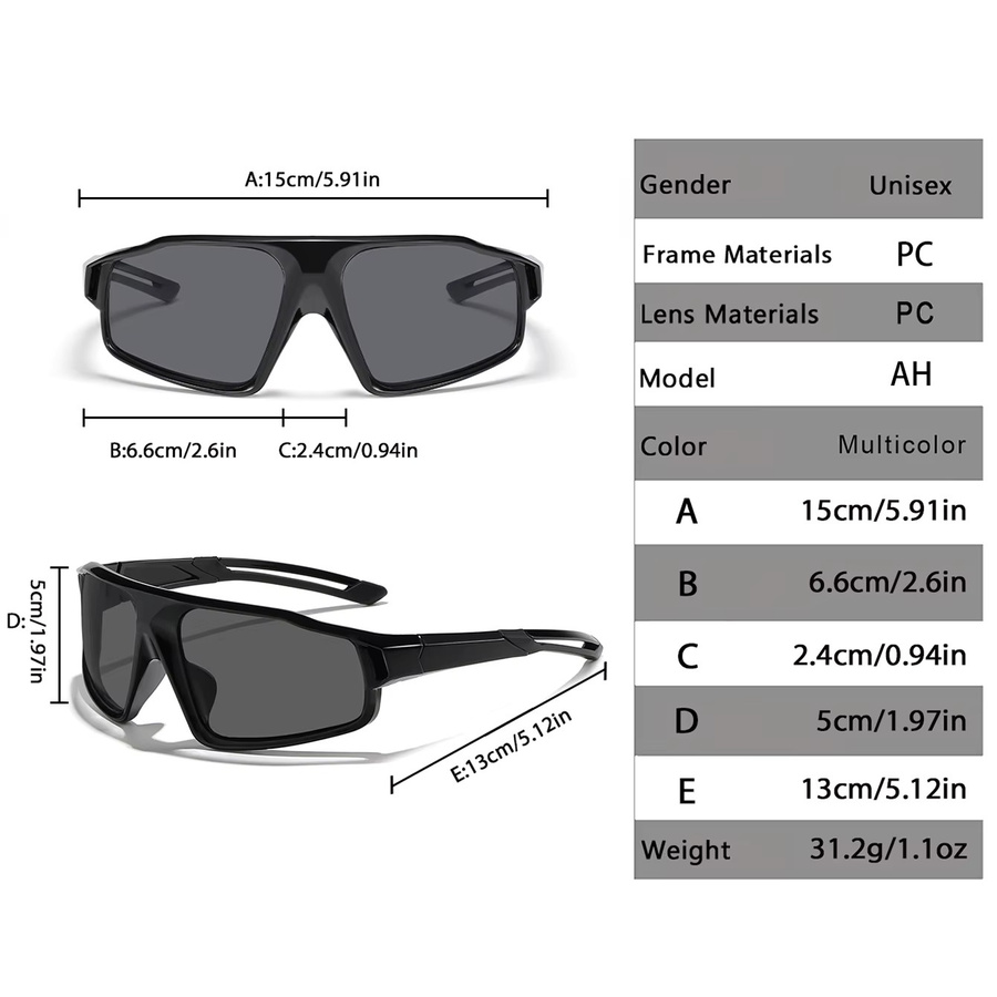 LOISRUBY Sportsonnenbrille, Unisex, Vollrand, rechteckig, Kunststoff - Bild 1