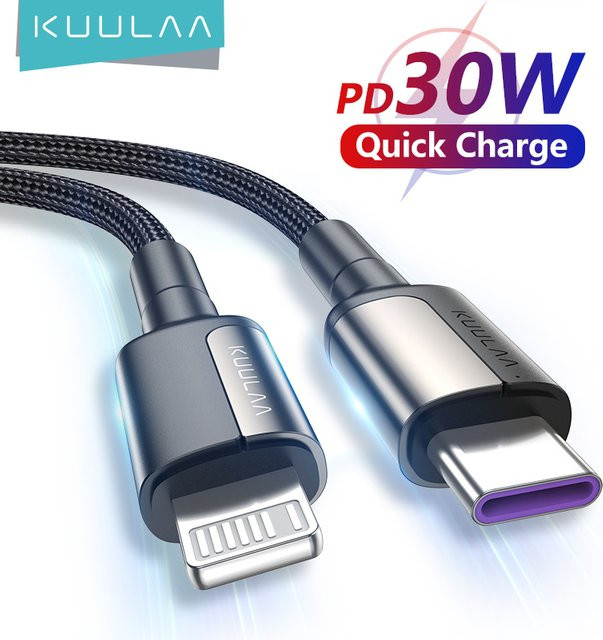 KUULAA USB-C-Kabel 30 W Schnelllade-PD-Kabel für iPhone 14 13 12 Pro Max Mini in Schwarz - Bild 1