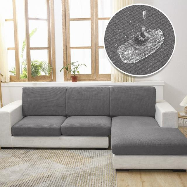 Leorate Wasserdichte Sofa Abdeckung aus Jacquard-Polyester in Silber, rutschfest und wasserabweisend, für 1er Sofas (Breite: 50-63 cm) - Bild 1